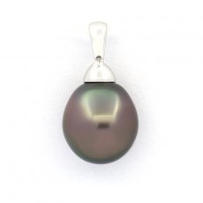 Ciondolo in Argento e 1 Perla di Tahiti Semi-Baroccha B 10.3 mm