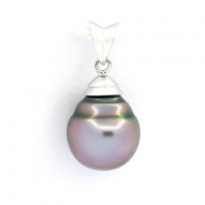 Ciondolo in Argento e 1 Perla di Tahiti Cerchiata C 10.1 mm