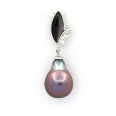 Ciondolo in Argento e 1 Perla di Tahiti Semi-Baroccha B 9.7 mm
