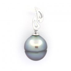 Ciondolo in Argento e 1 Perla de Tahiti Cerchiata C 10.7 mm