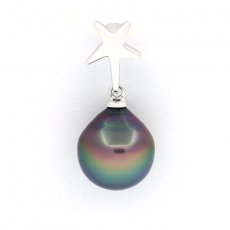 Ciondolo in Argento e 1 Perla di Tahiti Semi-Baroccha C 10.7 mm