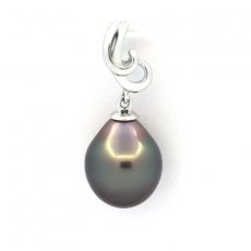 Ciondolo in Argento e 1 Perla di Tahiti Semi-Baroccha B 10 mm