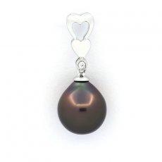 Ciondolo in Argento e 1 Perla di Tahiti Semi-Baroccha B 10.2 mm