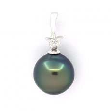 Ciondolo in Argento e 1 Perla di Tahiti Semi-Baroccha B/C 11 mm