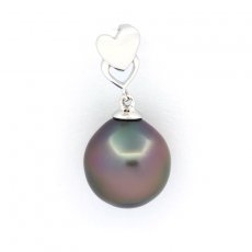 Ciondolo in Argento e 1 Perla di Tahiti Semi-Baroccha C 10.7 mm