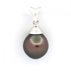 Ciondolo in Argento e 1 Perla di Tahiti Semi-Baroccha B/C 9.7 mm