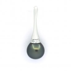 Ciondolo in Argento e 1 Perla di Tahiti Semi-Baroccha B/C 10.3 mm