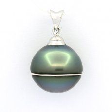 Ciondolo in Argento e 1 Perla de Tahiti Cerchiata B 15.3 mm