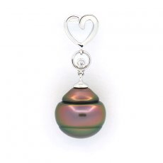 Ciondolo in Argento e 1 Perla de Tahiti Cerchiata B 11 mm