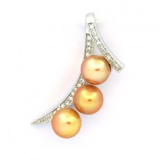 Ciondolo in Argento e 3 Perla de Australia Semi-Barocca B 8 mm