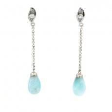 Orecchini in Argento e 2 Larimar - 10 x 6 mm - 1.1 gr