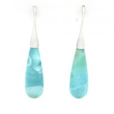 Orecchini in Argento e 2 Larimar - 30 x 10 mm - 4.6 gr