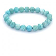 Braccialetto di 22 perle di Larimar - 8 a 8.4 mm - 15.5 cm - 17.8 gr