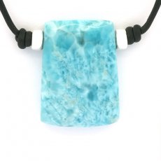 Collana in Cuoio e 1 Larimar - 32 x 23 x 8 mm - 13.2 gr