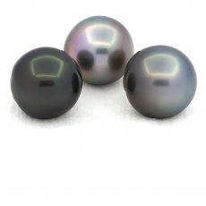Lotto di 3 Perle di Tahiti Semi-Barocche C di 12.4 a 12.6 mm