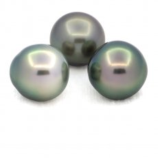 Lot de 3 Perles de Tahiti Semi-Baroques C de 12  12.4 mm