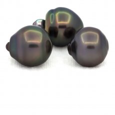 Lotto di 3 Perle di Tahiti Cerchiate B di 12 a 12.3 mm
