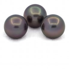 Lotto di 3 Perle di Tahiti Semi-Rotonde C di 12.6 a 12.8 mm