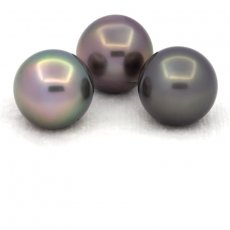 Lotto di 3 Perle di Tahiti Semi-Rotonde C di 12.7 a 12.8 mm