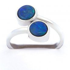 Anello in Argento e 2 Opale australiano