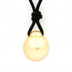 Collana in Cuoio e 1 Perla d'Australia Semi-Baroccha C 13.3 mm