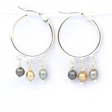 Orecchini in Argento e 6 Keishi di Tahiti