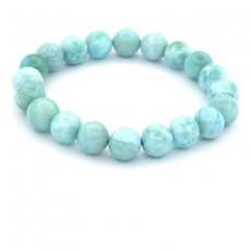 Braccialetto di 20 perle di Larimar 9 a 9.5 mm - 15 cm - 22.1 gr