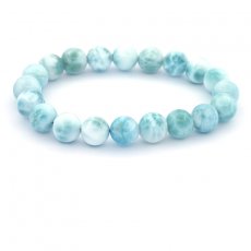Braccialetto di 20 perle di Larimar - 9.5 a 9.7 mm - 16 cm - 25.8 gr