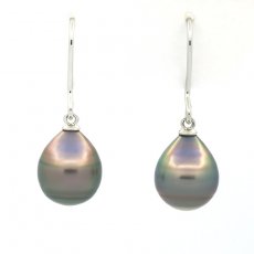 Orecchini in Argento e 2 Perle di Tahiti Cerchiate B/C 10 mm