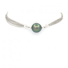 Braccialetto in Argento e 1 Perla di Tahiti Semi-Baroccha A 9.2 mm