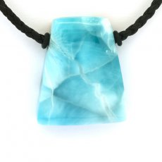 Collana in Cotone e 1 Larimar - 32 x 27 x 9 mm - 16 gr