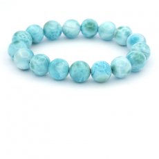 Braccialetto di 17 Perle di Larimar - 11.7 a 12.2 mm - 17 cm - 41.3 gr