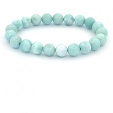 Braccialetto di 21 perle di Larimar - 8.5 a 8.8 mm - 16 cm - 19.5 gr