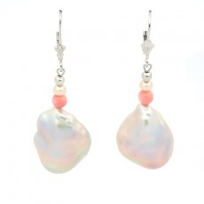 Orecchini in Argento e 2 Keishi d'Acqua Dolce B 16 mm