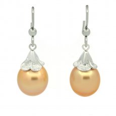 Orecchini in Argento con 2 Perle d'Australia Semi-Barocche C 11.3 mm