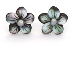 Orecchini in Argento e 2 Keishi di Tahiti