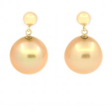 Orecchini in Oro 18K con 2 Perle d'Australia Semi-Barocche B 11.6 mm
