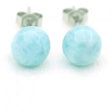 Orecchini in Argento e 2 Larimar - 8.5 mm - 1.9 gr