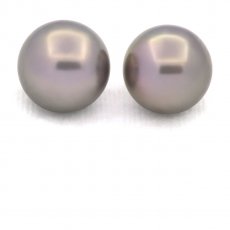 Lotto di 2 Perle di Tahiti Rotonde C 12 mm