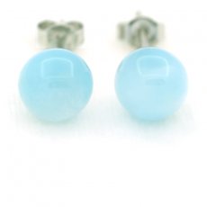 Orecchini in Argento e 2 Larimar - 8.7 mm - 1.9 gr