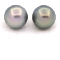 Lotto di 2 Perle di Tahiti Rotonde C 12 mm