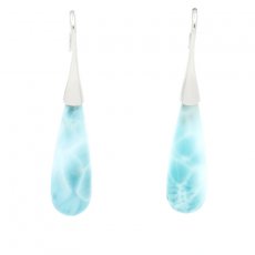 Orecchini in Argento e 2 Larimar - 30 x 10 mm - 9 gr