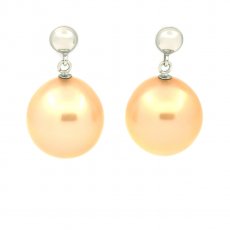 Orecchini in Oro Bianco 14K con 2 Perle d'Australia Semi-Barocche B/C 11.5 mm