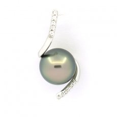 Ciondolo in Argento e 1 Perla de Tahiti Rotonda C 9 mm