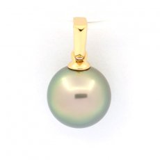 Ciondolo in Oro 18K e 1 Perla de Tahiti Rotonda B 9.2 mm