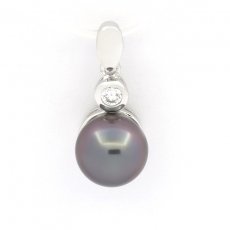 Ciondolo in Argento e 1 Perla di Tahiti Semi-Baroccha B 8.6 mm