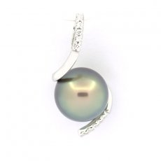Ciondolo in Argento e 1 Perla de Tahiti Rotonda C 9.3 mm