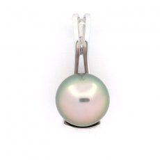Ciondolo in Argento e 1 Perla di Tahiti Semi-Rotonda C 9.6 mm