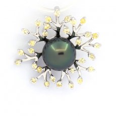 Ciondolo in Argento e 1 Perla de Tahiti Rotonda C 9.2 mm