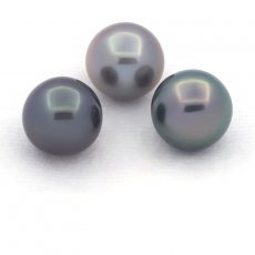 Lotto di 3 Perle di Tahiti Semi-Rotonde C di 9.3 a 9.5 mm